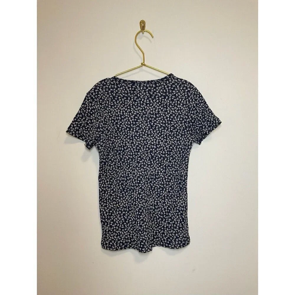 Zara Girls Short Sleeve Shirt Blue Flowers Size 10